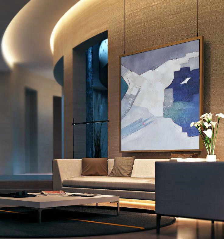 Large Abstract Art,Oversized Contemporary Art,Hand Made Original Art,Blue,White,Grey.etc